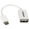 Startech.Com White Micro USB (M) to USB (F) OTG Host Cable 5in UUSBOTGW